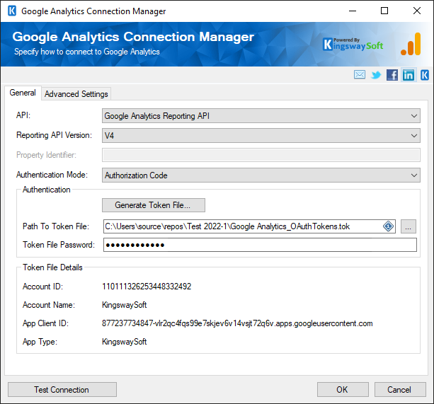SSIS Google Analytics Connection